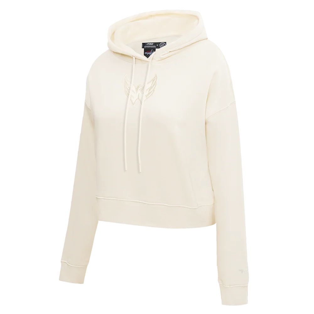 NHL WASHINGTON CAPITALS NEUTRAL WOMEN'S CROPPED PULLOVER HOODIE (EGGSHELL) - Image 2