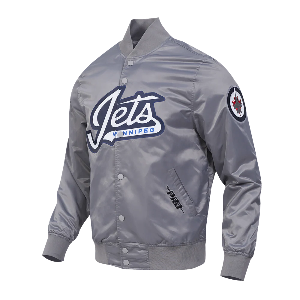 NHL WINNIPEG JETS CLASSIC SATIN MEN'S JACKET (GRAY) - Image 3