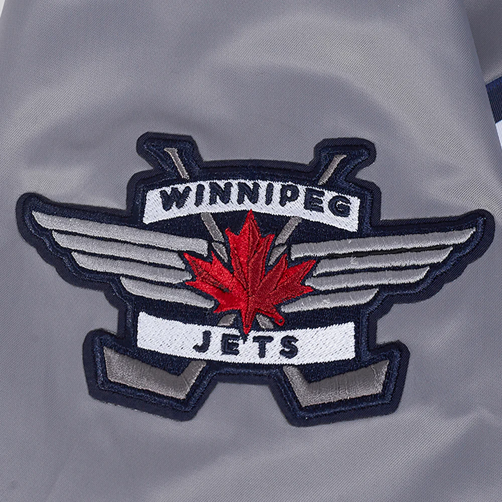 NHL WINNIPEG JETS CLASSIC SATIN MEN'S JACKET (GRAY) - Image 7