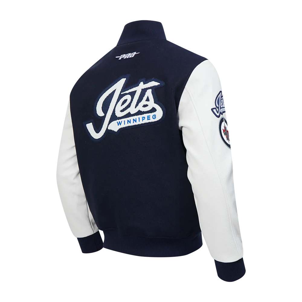 WINNIPEG JETS CLASSIC MEN'S WOOL VARSITY JACKET (MIDNIGHT NAVY/WHITE) - Image 4