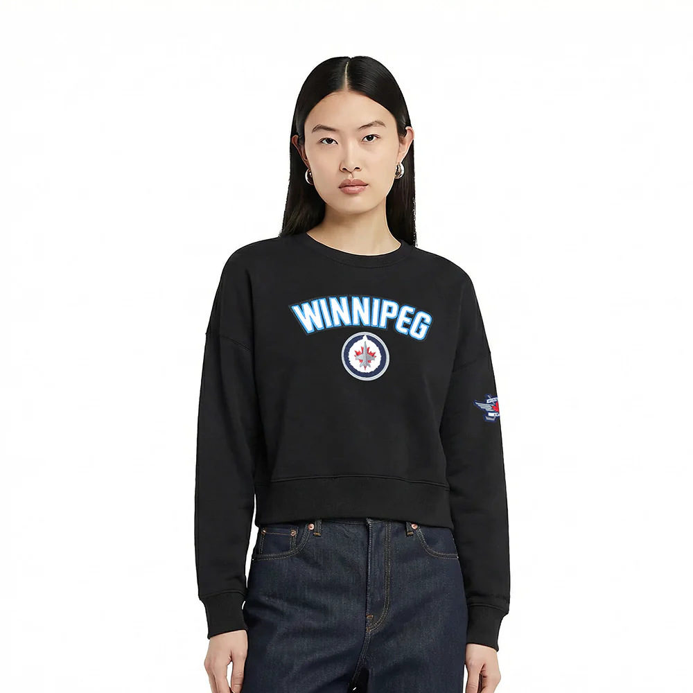 NHL WINNIPEG JETS CLASSIC WOMEN'S FLC CREWNECK (BLACK)