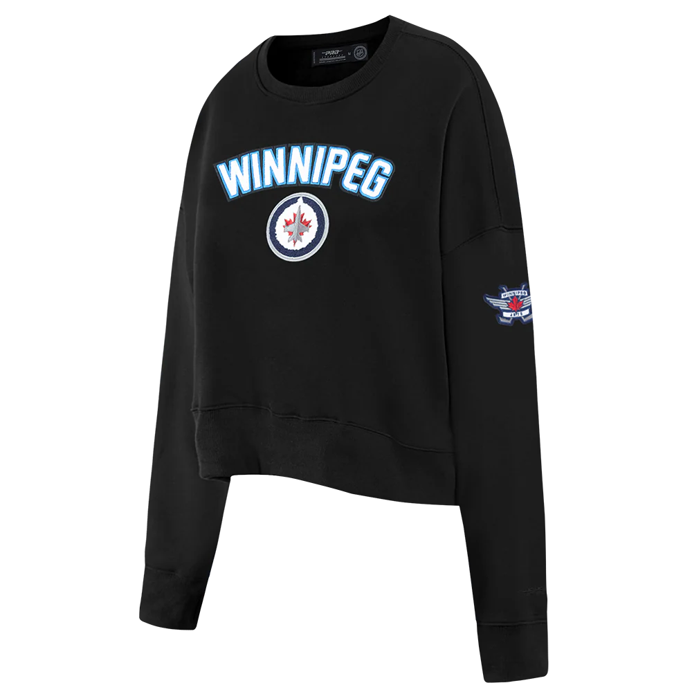 NHL WINNIPEG JETS CLASSIC WOMEN'S FLC CREWNECK (BLACK) - Image 3