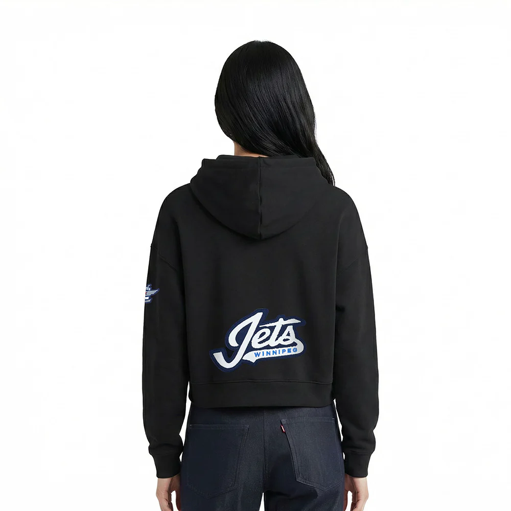 NHL WINNIPEG JETS CLASSIC WOMEN'S FLC CROPPED PO HOODIE (BLACK) - Image 2