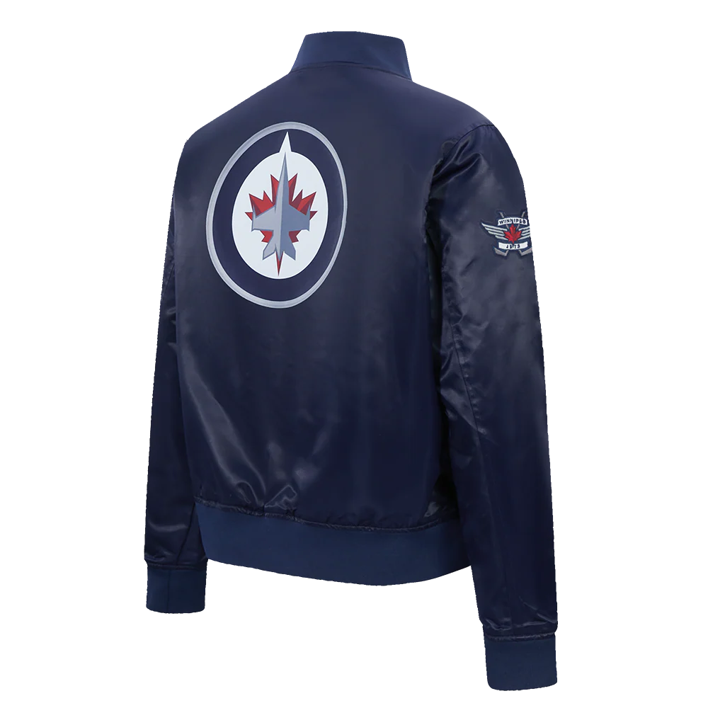 NHL WINNIPEG JETS CLASSIC WOMEN'S SATIN JACKET (MIDNIGHT NAVY) - Image 4