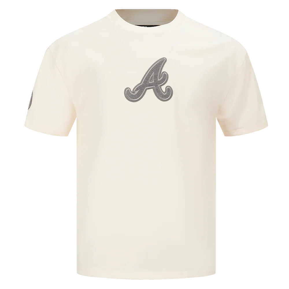 MLB ATLANTA BRAVES REVERSE FRENCH TERRY MEN'S COTTON JERSEY DROP SHOULDER TOP (EGGSHELL) - Image 5