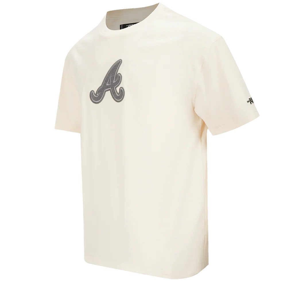 MLB ATLANTA BRAVES REVERSE FRENCH TERRY MEN'S COTTON JERSEY DROP SHOULDER TOP (EGGSHELL) - Image 6
