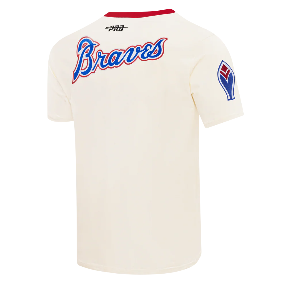 MLB ATLANTA BRAVES RETRO CASCADE MEN'S RINGER TOP (EGGSHELL/ RED) - Image 4