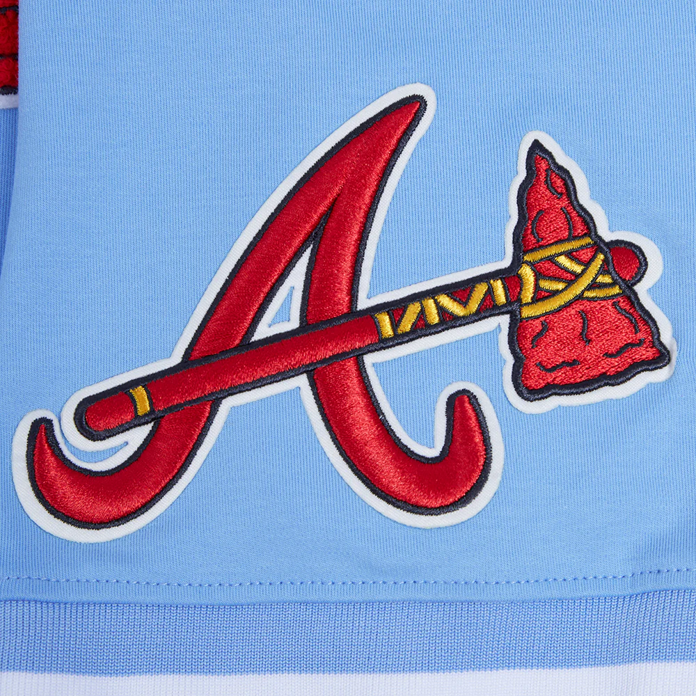 MLB ATLANTA BRAVES CLASSIC CHENILLE MEN'S SHORT SLEEVE PULLOVER HOODIE (UNIVERSITY BLUE) - Image 7