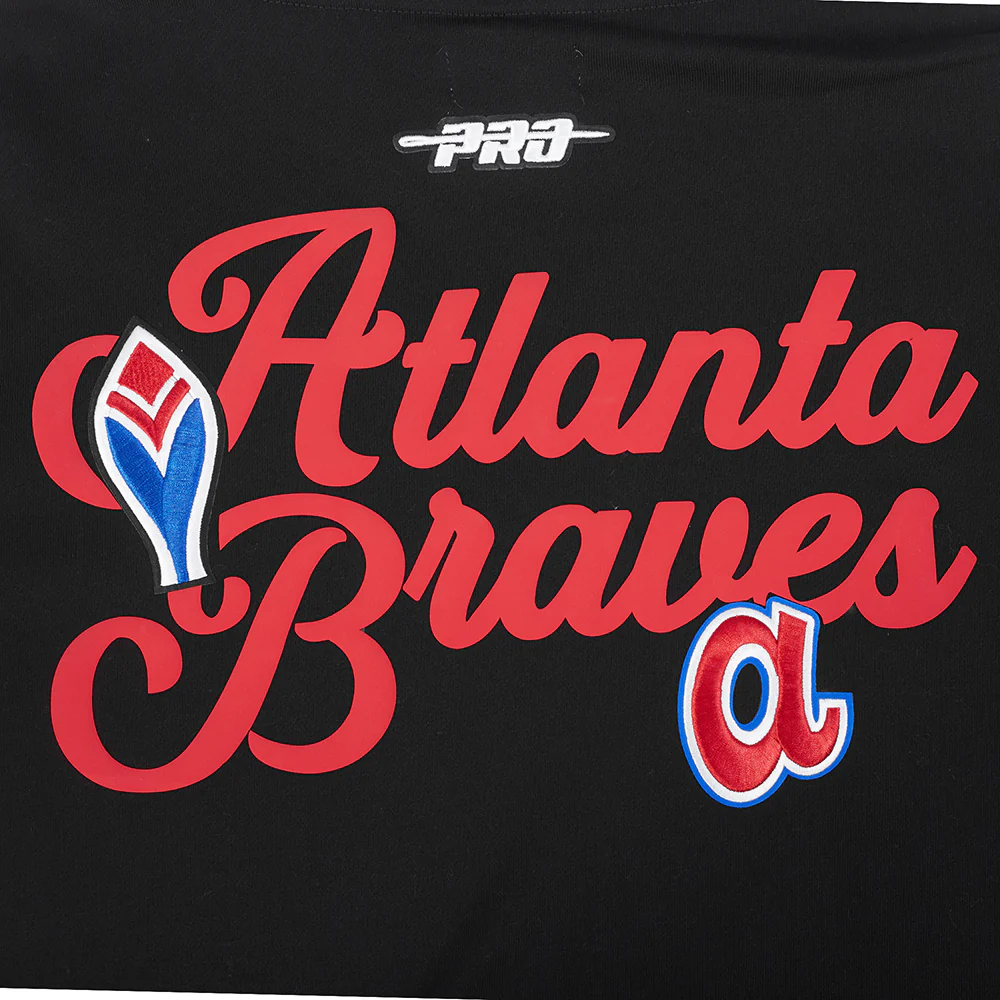 MLB ATLANTA BRAVES SOUVENIR MEN'S FLEECE PULLOVER HOODIE (BLACK) - Image 7
