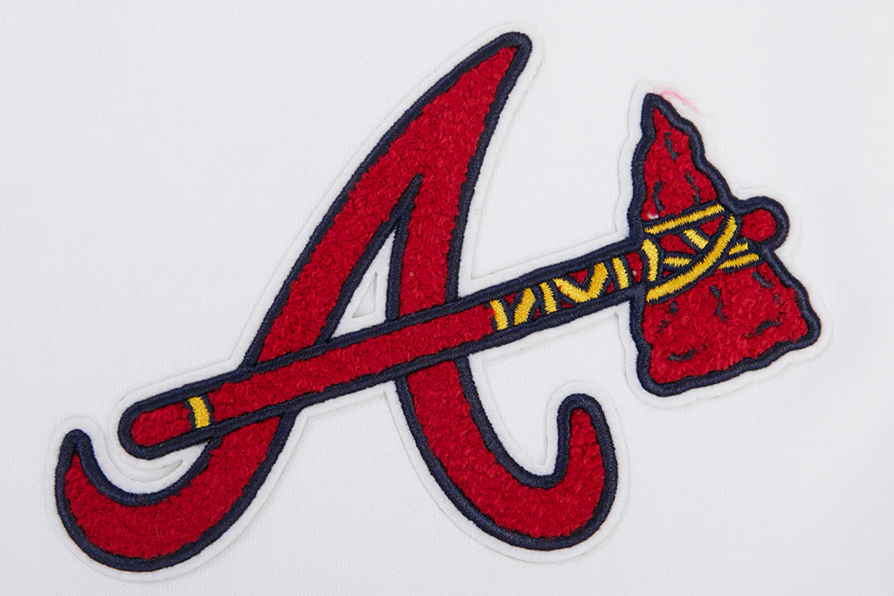 MLB ATLANTA BRAVES CLASSIC CHENILLE MEN'S FULL ZIP PULLOVER HOODIE (WHITE) - Image 6
