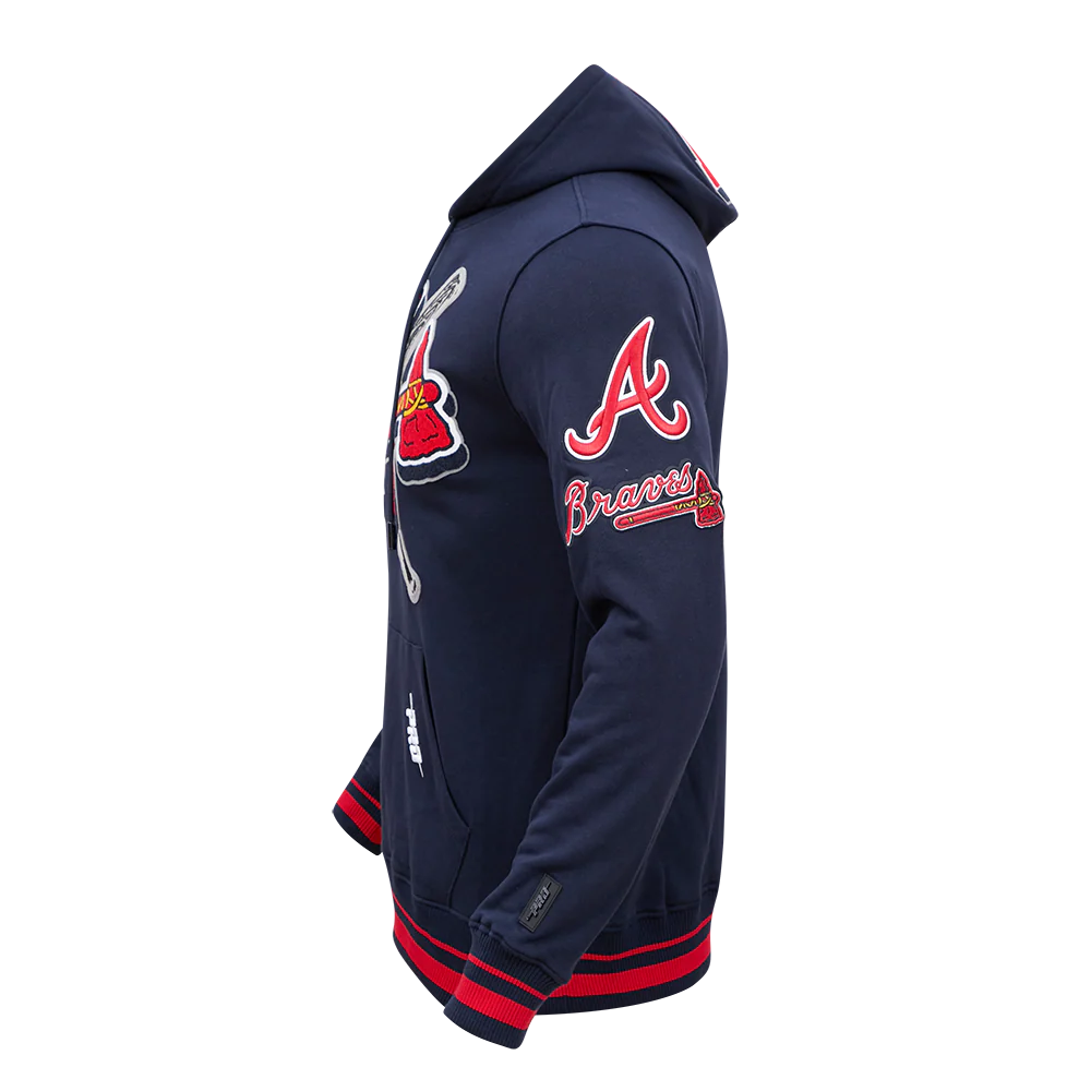 MLB ATLANTA BRAVES MASHUP MEN'S RIB PULLOVER HOODIE (MIDNIGHT NAVY/RED/MIDNIGHT NAVY) - Image 3