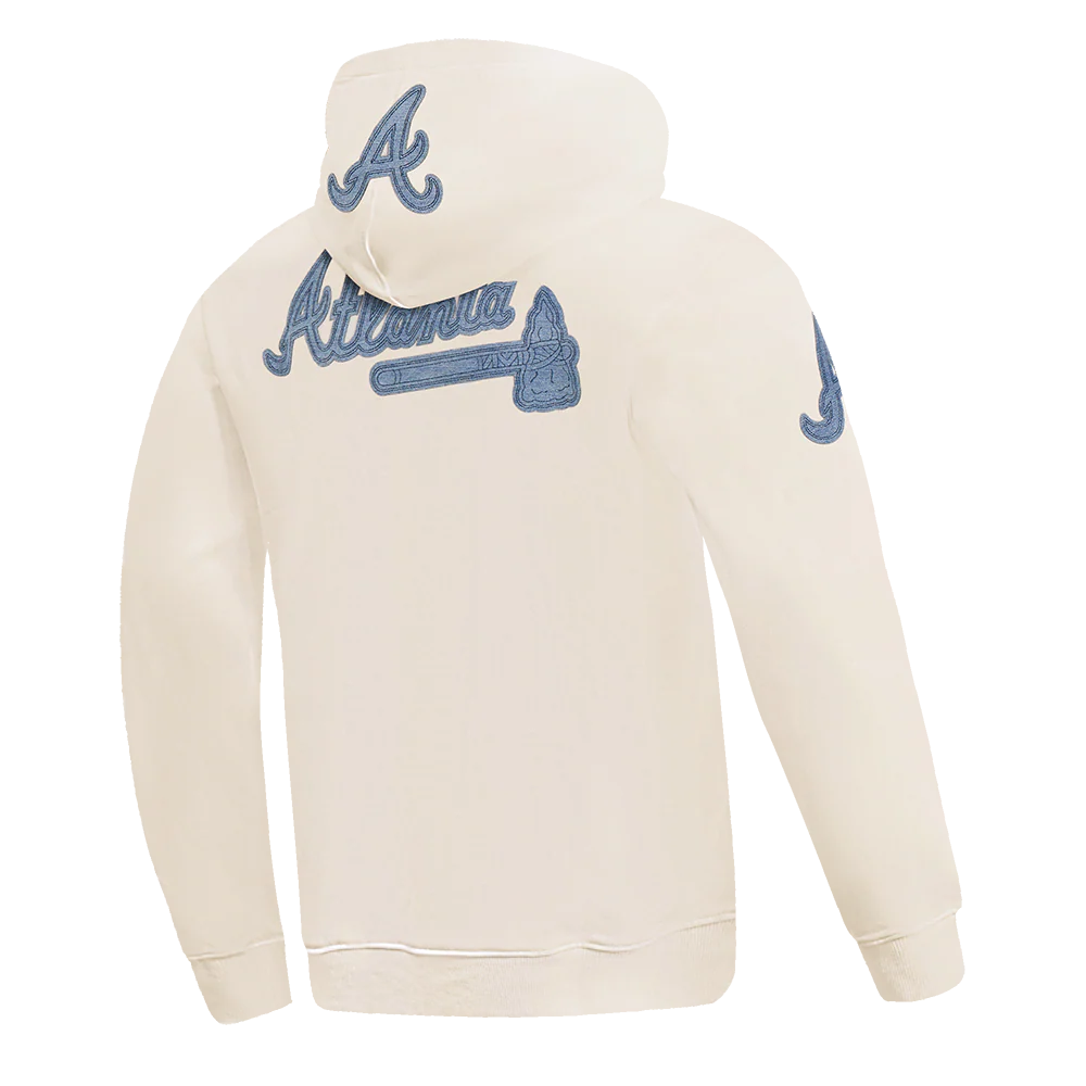 MLB ATLANTA BRAVES VARSITY BLUES MEN'S PULLOVER HOODIE (LINEN) - Image 4