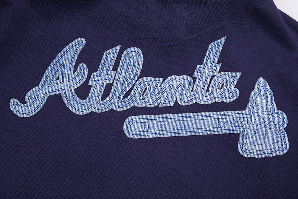MLB ATLANTA BRAVES VARSITY BLUES MEN'S PULLOVER HOODIE (MIDNIGHT NAVY) - Image 6