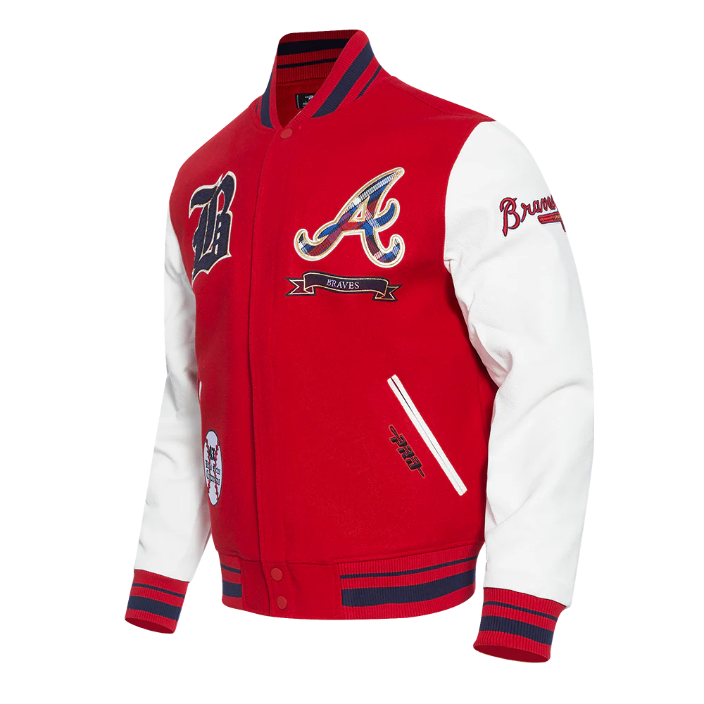 MLB ATLANTA BRAVES PRO PREP MEN'S WOOL VARSITY JACKET (RED/WHITE/MIDNIGHT NAVY) - Image 2