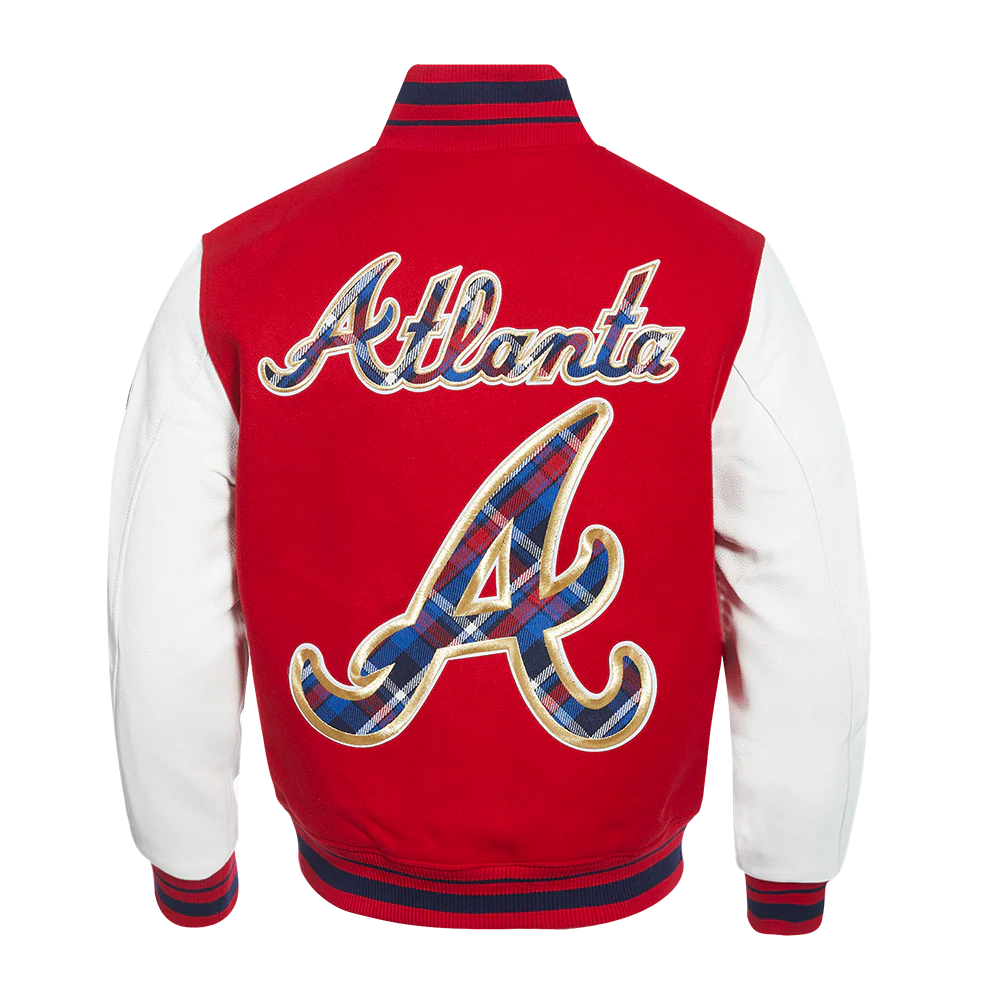MLB ATLANTA BRAVES PRO PREP MEN'S WOOL VARSITY JACKET (RED/WHITE/MIDNIGHT NAVY) - Image 3