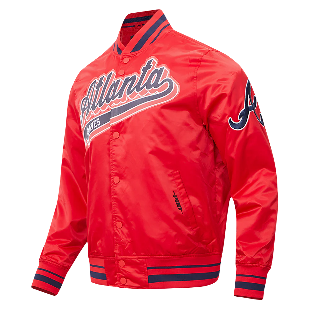 MLB ATLANTA BRAVES SCRIPT TAIL MEN'S SATIN JACKET (RED/MIDNIGHT NAVY/RED) - Image 2