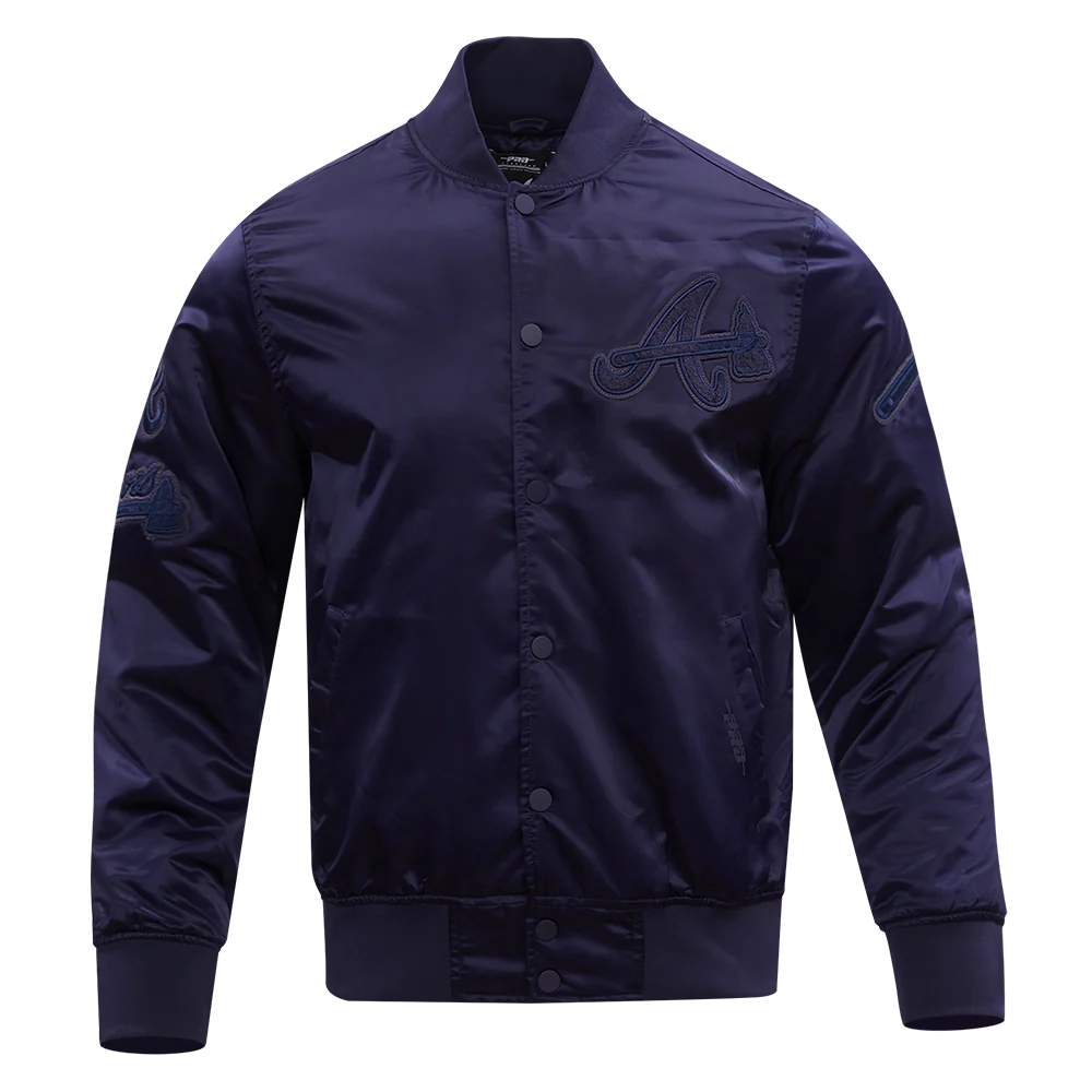 MLB ATLANTA BRAVES TRIPLE TONAL SATIN JACKET (MIDNIGHT NAVY)