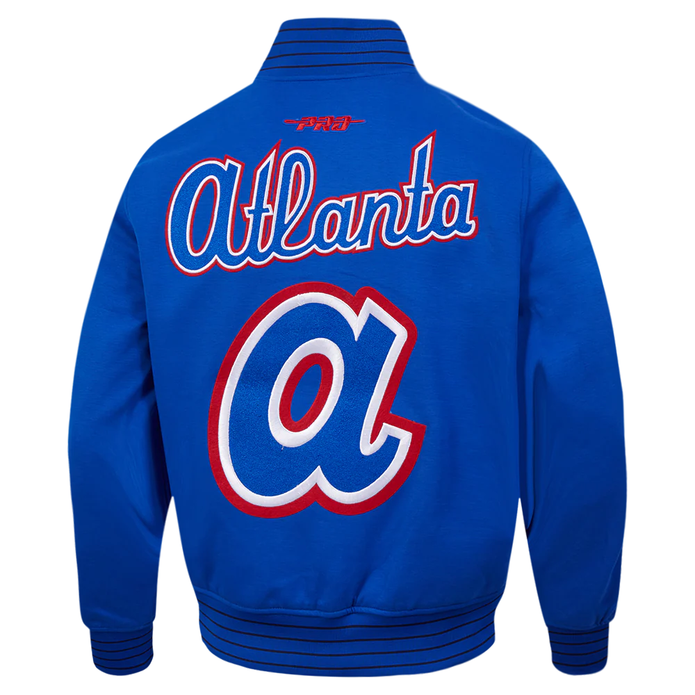 MLB ATLANTA BRAVES COOPERSTOWN LOGO PRO GAME DAY MEN'S DOUBLE KNIT JACKET (ROYAL BLUE/WHTE/MIDNIGHT NAVY) - Image 3