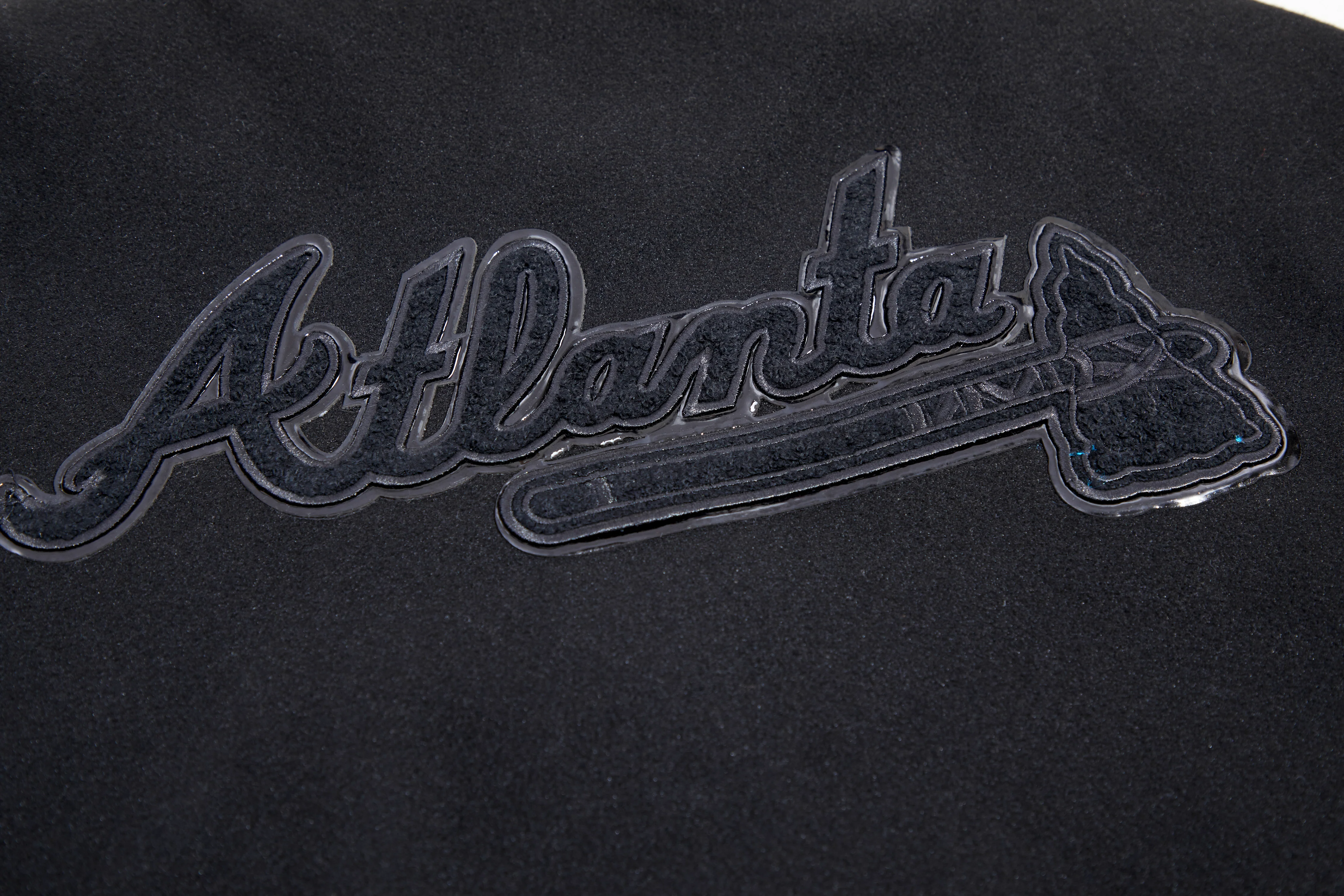 MLB ATLANTA BRAVES TRIPLE BLACK MEN'S VARSITY JACKET (BLACK)