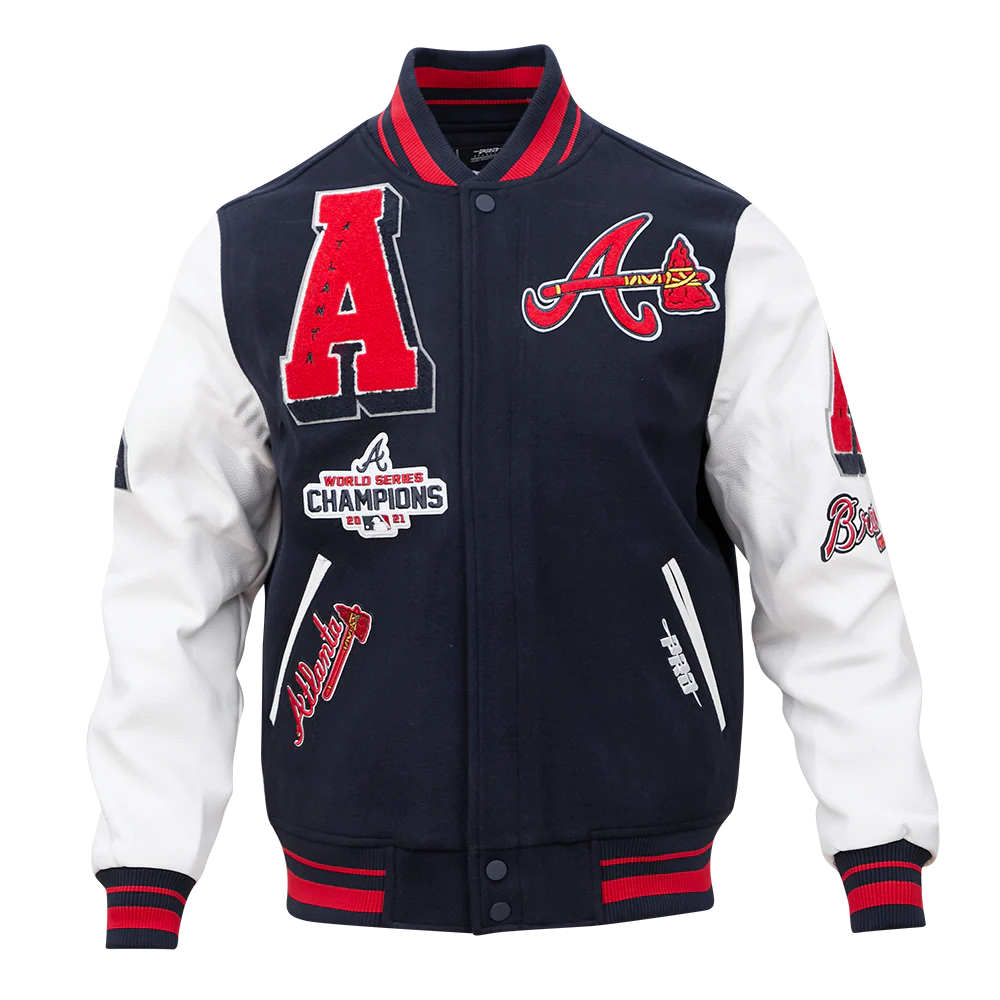 MLB ATLANTA BRAVES MASHUP MEN'S RIB WOOL VARSITY JACKET (MIDNIGHT NAVY/RED/MIDNIGHT NAVY)