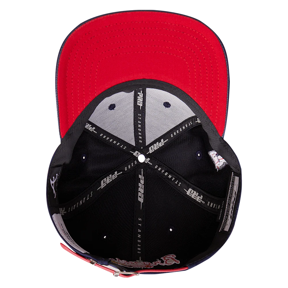 MLB ATLANTA BRAVES OLD ENGLISH UNISEX 6 PANEL LEATHER STRAPBACK (MIDNIGHT NAVY) - Image 6