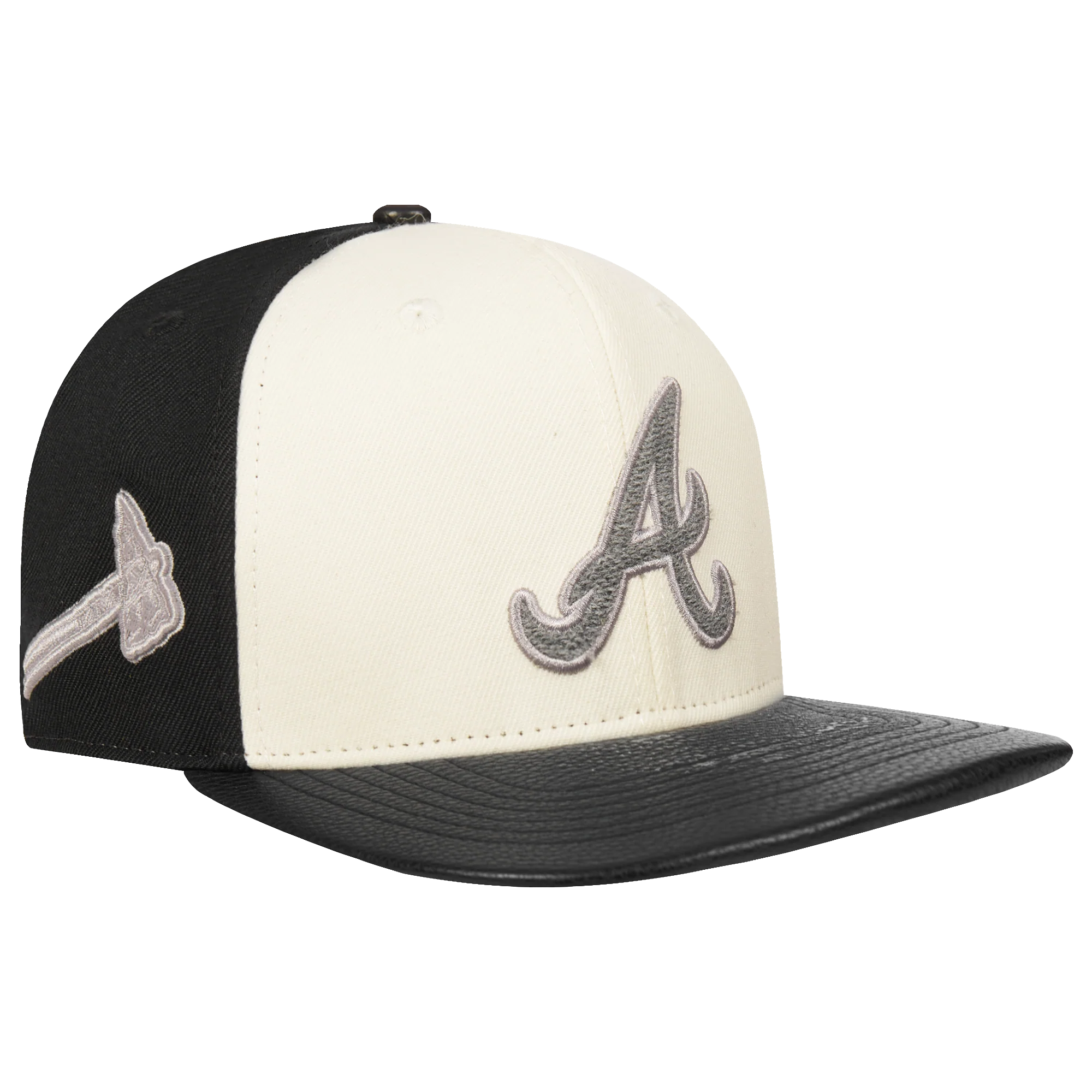 MLB ATLANTA BRAVES REVERSE FRENCH TERRY WOOL BLEND PRO SIX STRAP (EGGSHELL/ BLACK) - Image 5