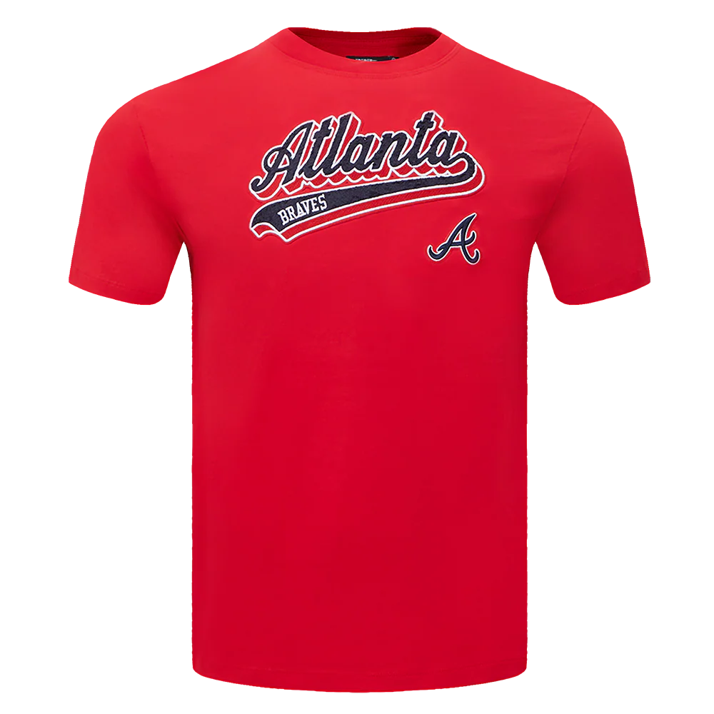 MLB ATLANTA BRAVES SCRIPT TAIL WOMEN'S BOYFRIEND TOP (RED)