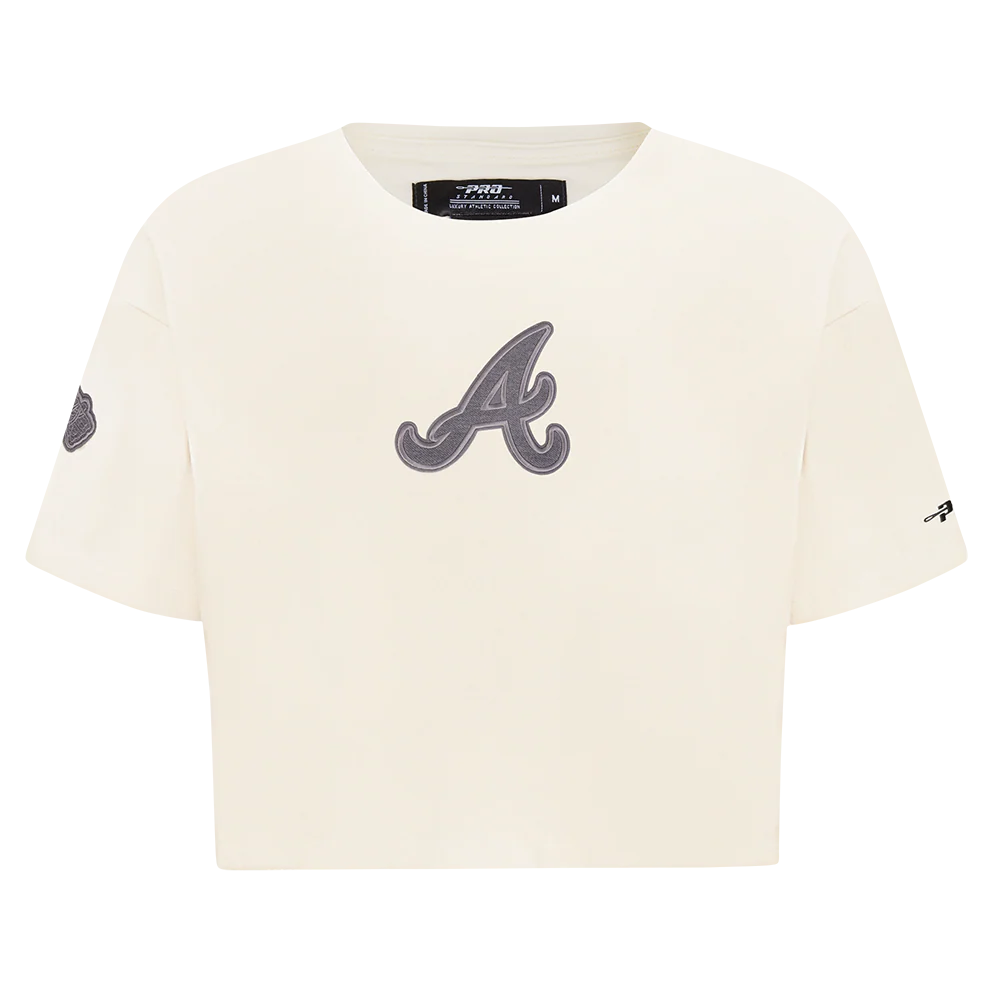 MLB ATLANTA BRAVES REVERSE FRENCH TERRY WOMEN'S SINGLE JERSEY BOXY TOP (EGGSHELL) - Image 3