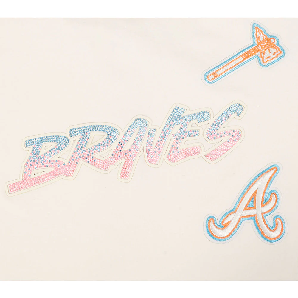 MLB ATLANTA BRAVES HIGH IMPACT WOMEN'S BABY DOLL TOP (EGGSHELL) - Image 5
