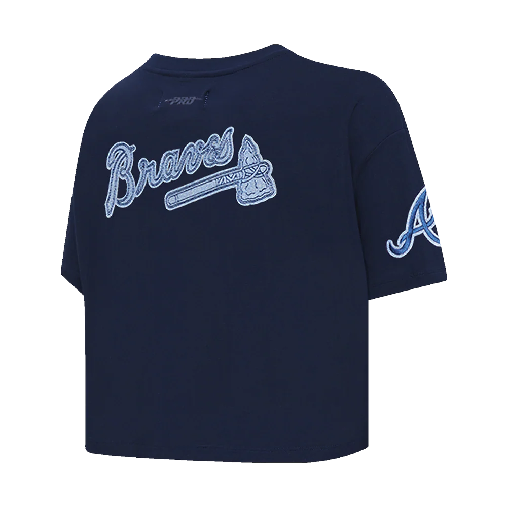 MLB ATLANTA BRAVES VARSITY BLUES WOMEN'S BOXY TOP (MIDNIGHT NAVY) - Image 3