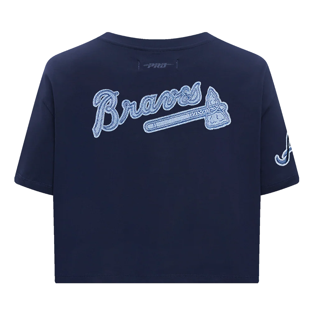MLB ATLANTA BRAVES VARSITY BLUES WOMEN'S BOXY TOP (MIDNIGHT NAVY) - Image 4