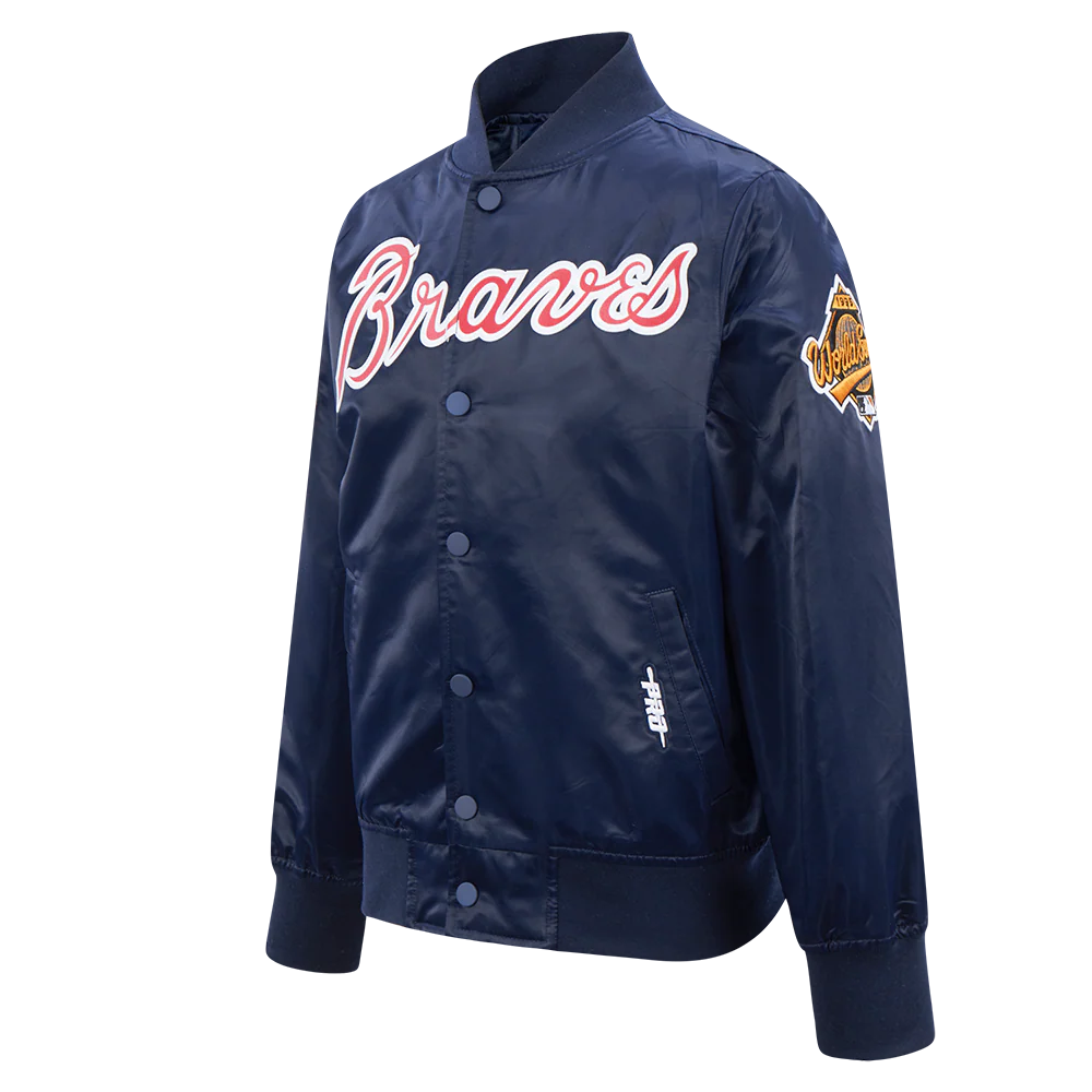 MLB ATLANTA BRAVES CLASSIC BIG BOYS SATIN JACKET (MIDNIGHT NAVY) - Image 2