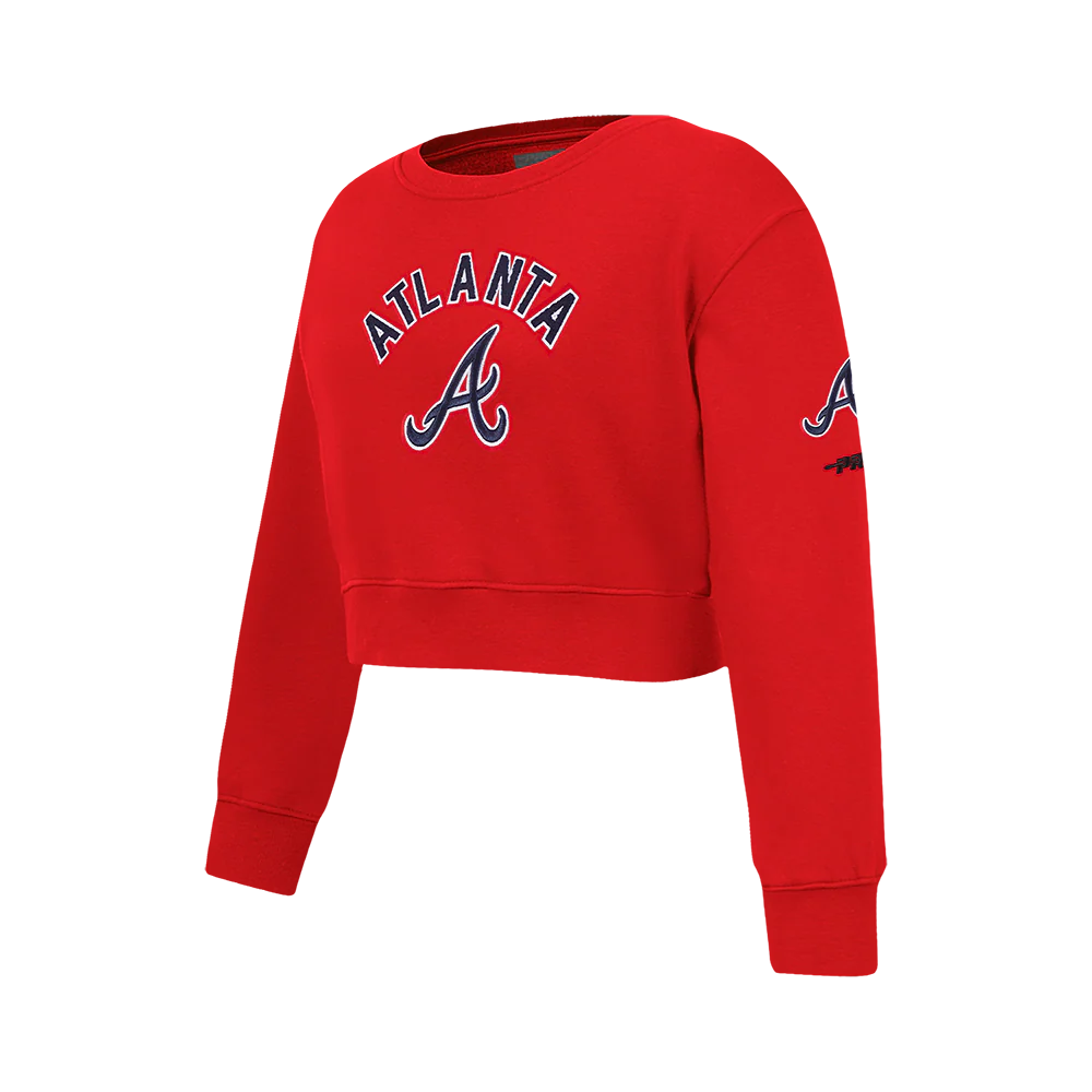 MLB ATLANTA BRAVES CLASSIC BIG GIRLS FLEECE CREWNECK (RED) - Image 2