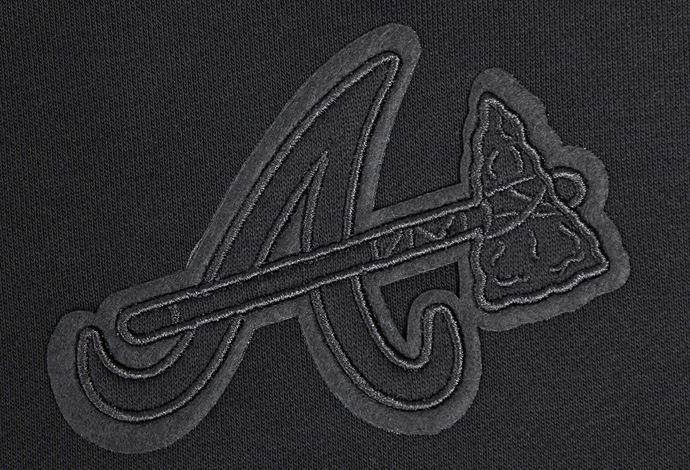 MLB ATLANTA BRAVES NEUTRAL WOMEN'S CROPPED PULLOVER HOODIE (BLACK) - Image 5