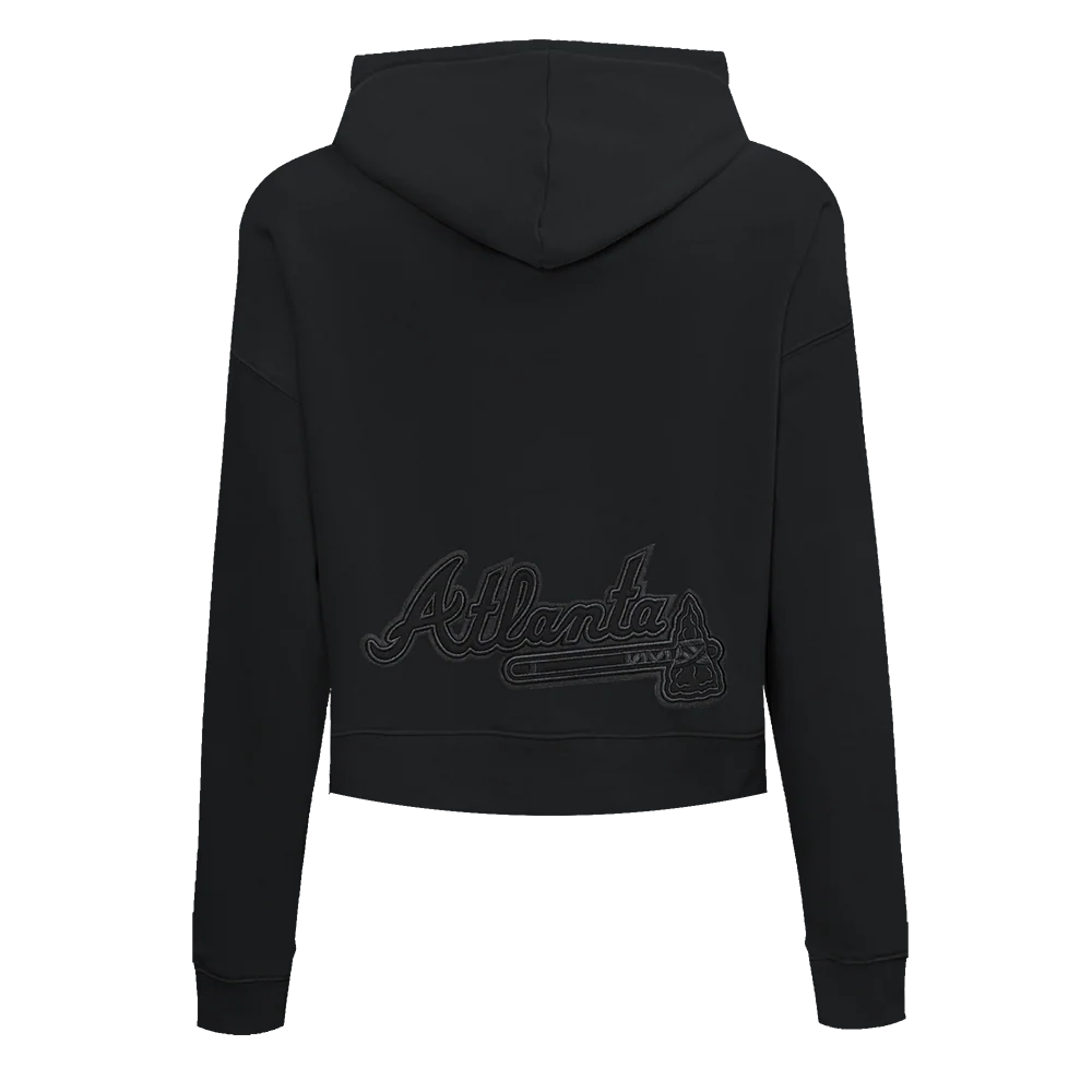 MLB ATLANTA BRAVES NEUTRAL WOMEN'S CROPPED PO HOODIE (DARK TAUPE) - Image 3