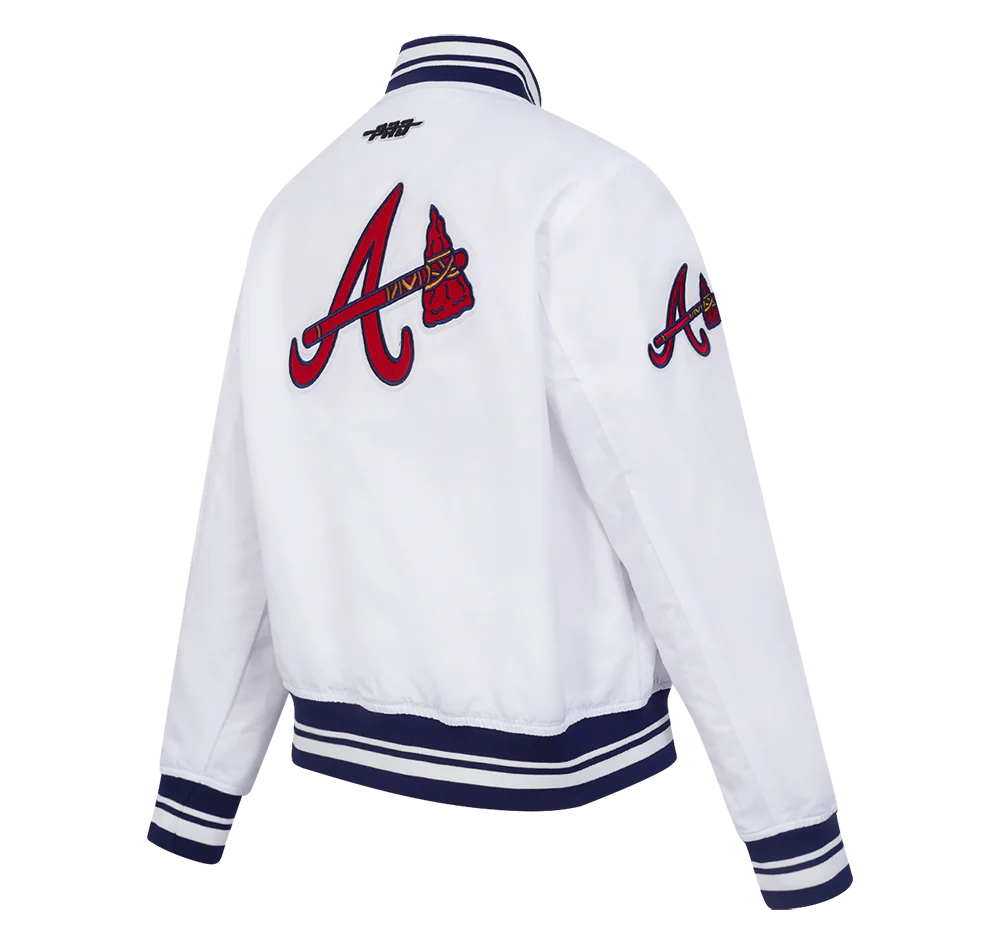 MLB ATLANTA BRAVES CITY RANSOM WOMEN'S RIB SATIN JACKET (WHITE/MIDNIGHT NAVY) - Image 4