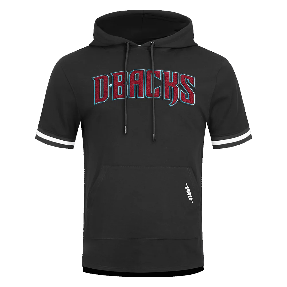 MLB ARIZONA DIAMONDBACKS CLASSIC CHENILLE MEN'S SHORT SLEEVE PULLOVER HOODIE (BLACK) - Image 5