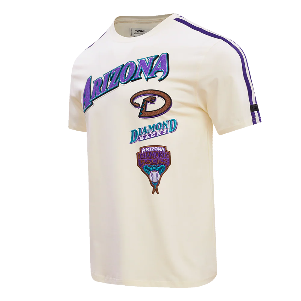 MLB ARIZONA DIAMONDBACKS RETRO CLASSIC MEN'S STRIPED TOP (EGGSHELL/ PURPLE) - Image 2