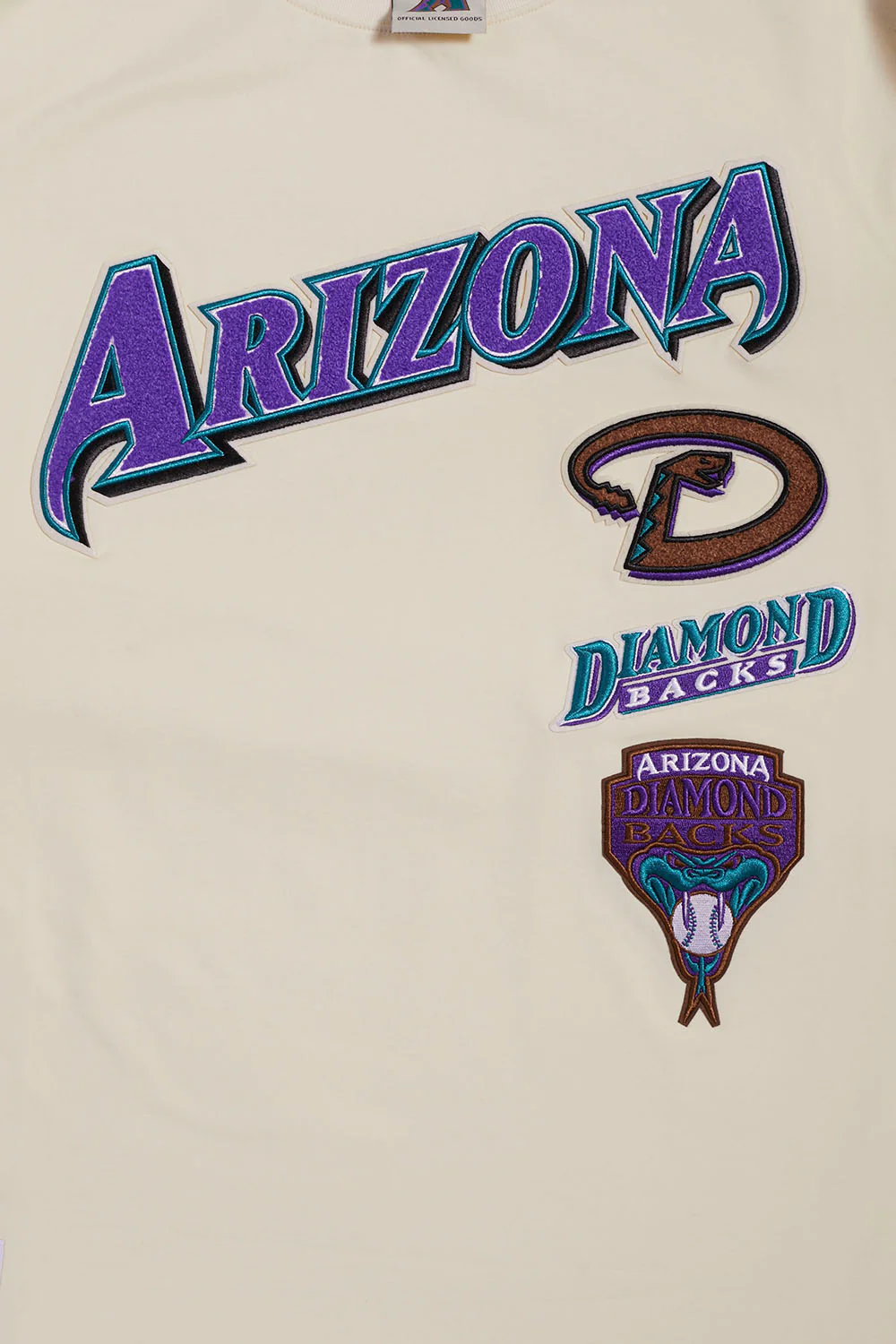 MLB ARIZONA DIAMONDBACKS RETRO CLASSIC MEN'S STRIPED TOP (EGGSHELL/ PURPLE) - Image 5