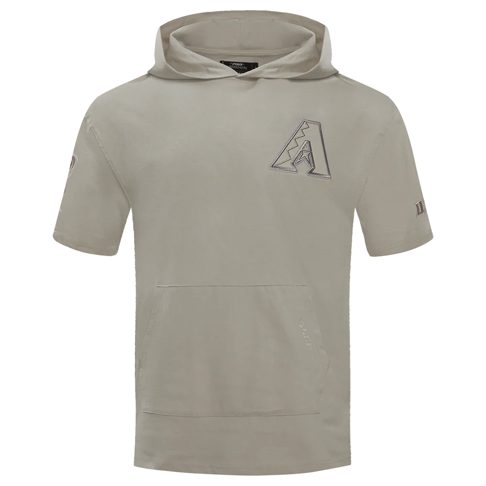 MLB ARIZONA DIAMONDBACKS NEUTRAL MEN'S COTTON JERSEY SHORT SLEEVE PULLOVER HOODIE (TAUPE)