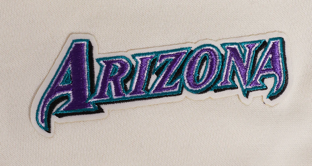 MLB ARIZONA DIAMONDBACKS RETRO CLASSIC WOMEN'S RIB CROPPED PULLOVER HOODIE (EGGSHELL/ PURPLE) - Image 7
