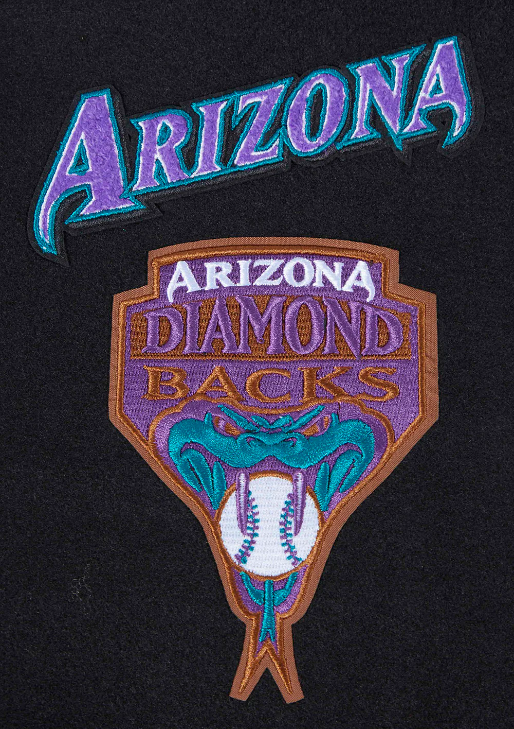 MLB ARIZONA DIAMONDBACKS RETRO CLASSIC WOMEN'S RIB WOOL VARSITY JACKET (BLACK/WHITE) - Image 6