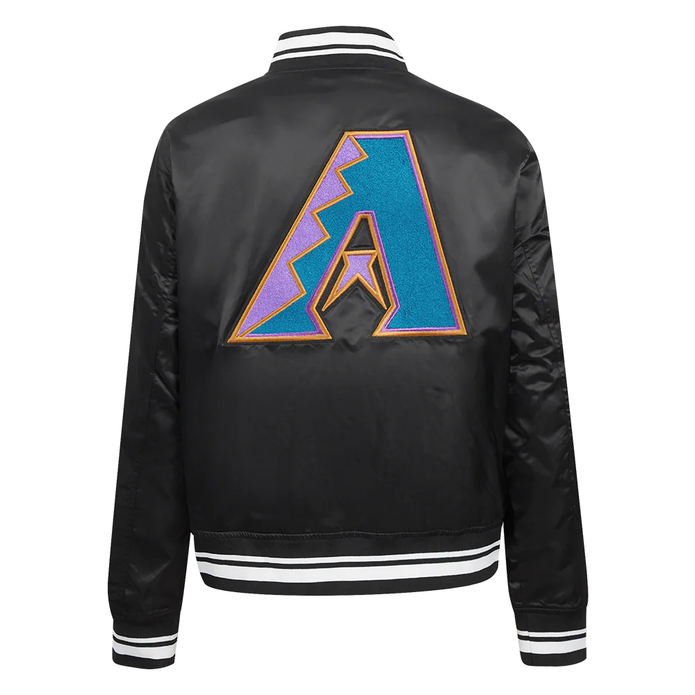 MLB ARIZONA DIAMONDBACKS RETRO CLASSIC WOMEN'S RIB SATIN JACKET (BLACK) - Image 3