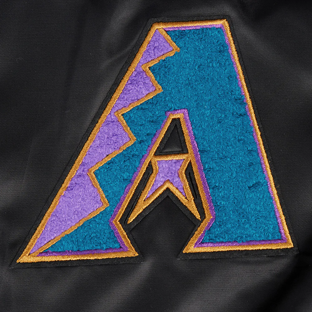 MLB ARIZONA DIAMONDBACKS RETRO CLASSIC WOMEN'S RIB SATIN JACKET (BLACK) - Image 6