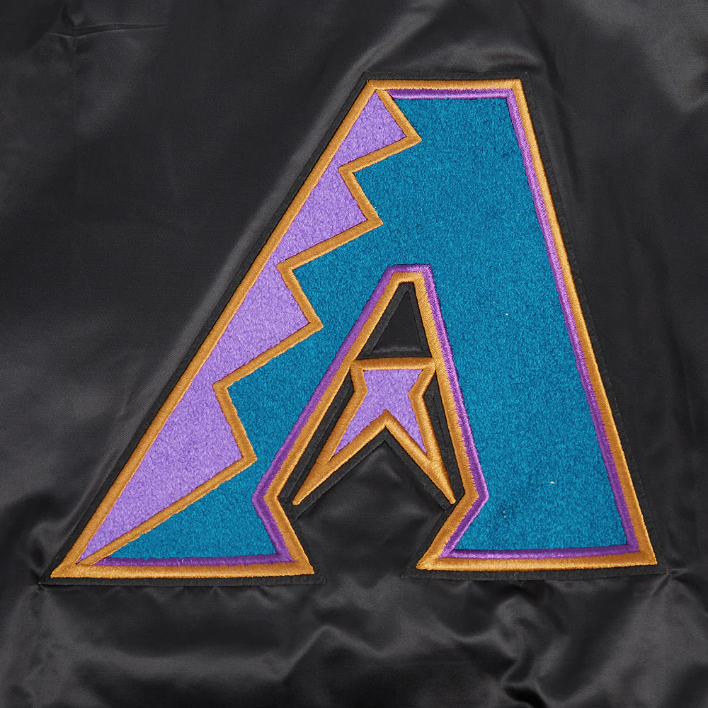 MLB ARIZONA DIAMONDBACKS RETRO CLASSIC WOMEN'S RIB SATIN JACKET (BLACK) - Image 9
