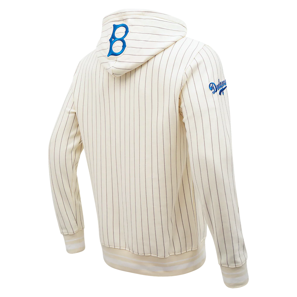 MLB BROOKLYN DODGERS PINSTRIPE RETRO CLASSIC RIB FLC PO HOODIE (EGGSHELL/ GREY) - Image 3