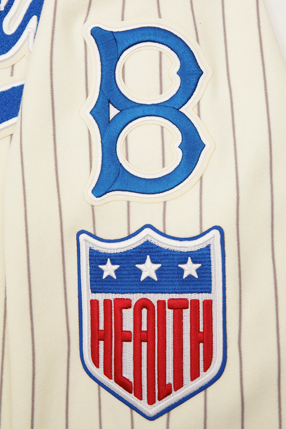 MLB BROOKLYN DODGERS PINSTRIPE RETRO CLASSIC RIB FLC PO HOODIE (EGGSHELL/ GREY) - Image 8