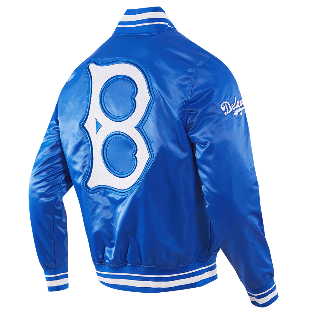 MLB BROOKLYN DODGERS RETRO CLASSIC MEN'S RIB SATIN JACKET (ROYAL BLUE) - Image 8