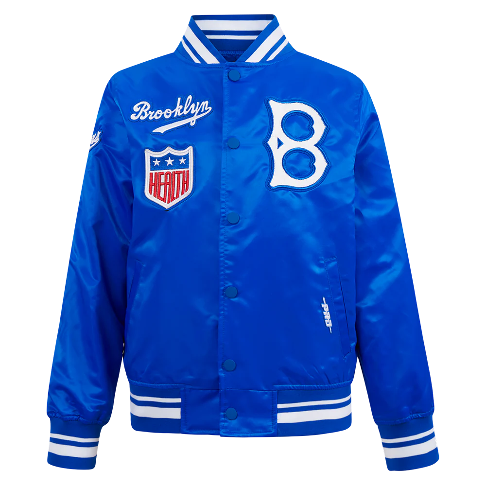 MLB BROOKLYN DODGERS RETRO CLASSIC BIG BOYS RIB SATIN JACKET (ROYAL BLUE)