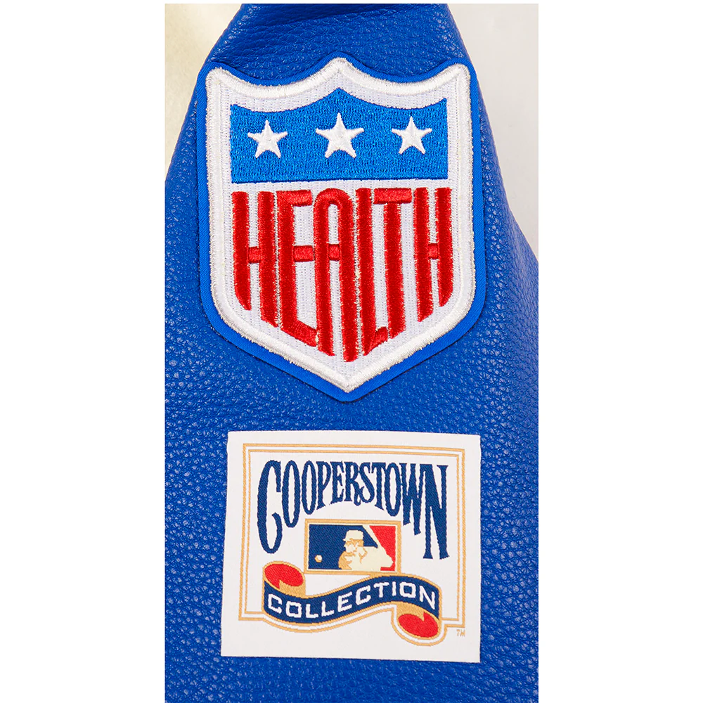 MLB BROOKLYN DODGERS RETRO CLASSIC BIG BOYS RIB WOOL VARSITY JACKET (EGGSHELL/ROYAL BLUE) - Image 7